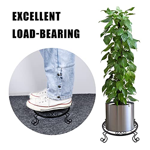 Plant Stands Indoor And Outdoor Metal Potted Plant Shelf Gold Flowerpot Holder 9.4 Inches Heavy Duty 150Lb Round Rack, 4 Pack #TOP3