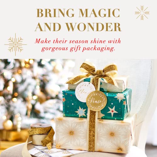 Papyrus Christmas Wrapping Paper Rolls, Poinsettias, Christmas Tidings, Red + Gold Trees (3 Rolls, 65 sq. ft.) by Papyrus - Image 8