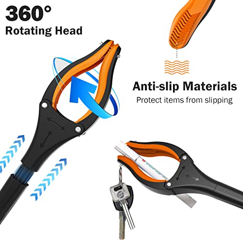Grabber Tool 43 Inch, Foldable Grabbers For Elderly Grab It Reaching Tool With Rotating Jaw + 2 Magnets, Arm Extension Claw Grabber Pickup Tool, Trash Picker Grabber Reacher Tool #TOP2