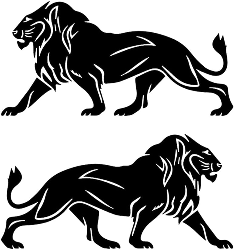 2pcs Lion Silhouette Sticker, 7.09"x3.54", Funny Vinyl Sticker for Auto Window, Bumper Decals, Car Accessories Decoration, Easy to Apply to Glass and Metal #2BZ409 (Black)