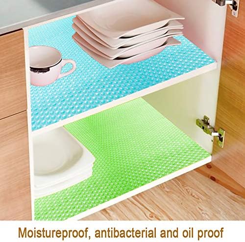 Cyleibe 10pcs Fridge Liners, Refrigerator Mats Washable, Non-Slip, Antibacterial Drawer Liner Pads for Kitchen Cabinet, Cupboard, Fridge Drawer (5 Colors, 45x29cm)