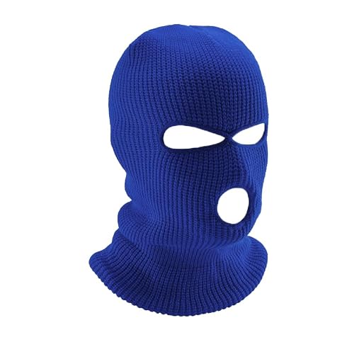 CT COTIM COYIN 3-Hole Warm Full Face Mask Cover Ski Mask Winter Balaclava Cap Knitted for Outdoor Sports, Royal Blue