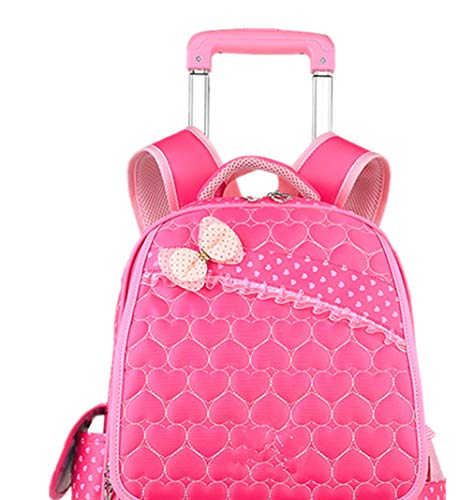 Trolley Backpacks Wheeled School Bags Handbag Traveling Rolling Rucksacks Rose Red #TOP7