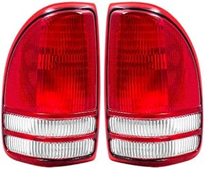 EPIC LIGHTING Rear Brake Tail Lights Lens and Housing Assembly Replacement for Dodge 1997-2004 Dakota [ CH2800126 CH2801126 55055113 55055112 ] Left + Right Side Pair
