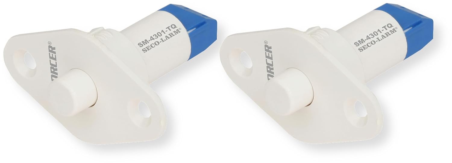 Seco-Larm SM-4301-TQ/W Pack of 4 Enforcer Recessed-Mount Magnetic Contacts, White; Plunger Type; 1/4 Inch Travel; Iridium Reed; Slim Security Switch; for Protecting Sliding Doors and Windows