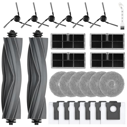 25 Stück Zubehörset für Dreame X40 Ultra Complete/ X40 Master/ L40 Ultra/Mova P50 Pro Ultra Roboter Staubsauger, 2 Hauptbürste 4 Filter 6 Wischtücher 6 Staubbeutel 6 Seitenbürsten 1 Reinigungsbürste