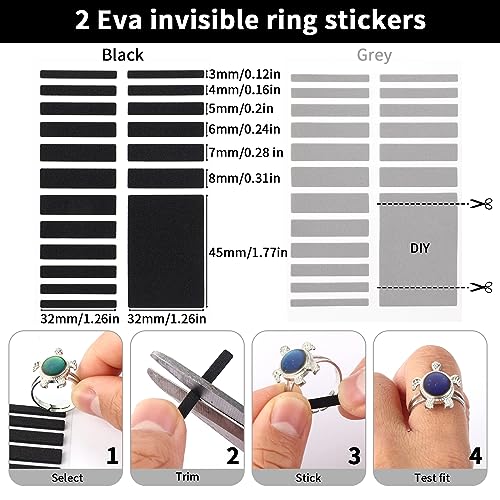 52 Pcs Ring Size Adjuster Set, Ring Adjuster for Loose Rings with 4 Styles, 12 Sizes, Ring Size Reducer Spacer Ring Guard Ring Resizer Tightener with Ring Sizer Measuring Belt, Jewelry Cloth - Thumbnail 3