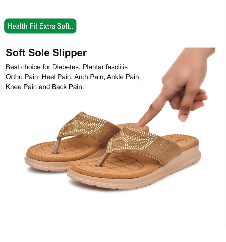 Image of HEALTH FIT Diabetic & Orthopedic with Super Extra Soft Ortho Care Anti-Skid Doubleu Flip-Flops for women Slippers /Doctor Chappal & Footwear HF329
