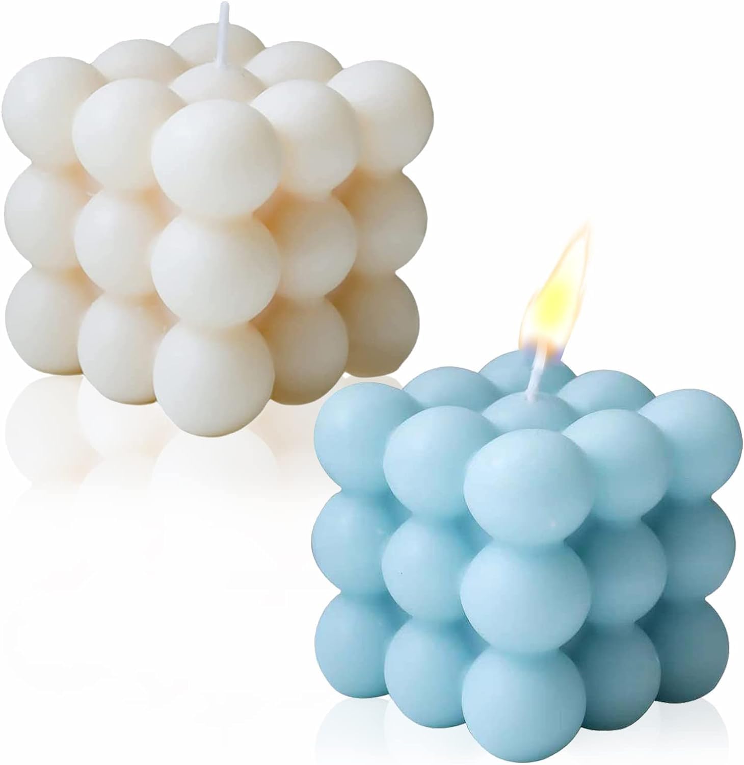 2 Pieces Bubble Candle - Cube Soy Wax Candles, Hand Poured Scented Candle, Cute Wax Candles Home Decor and Gifting