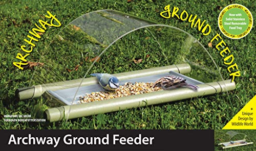Wildlife World Archway Bird Ground Feeder, Clear With Stainless Steel Tray #TOP4