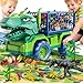 Dinosaur Truck for Kids 2-4, Dinosaur Action Figure Toys for Toddler 3-5 with 8 Dinosaur Figures, Play Mat, Egg, Tree, T-Rex Transport Car Carrier Birthday Gifts Toys for Boys 2 3 4 5 6 Year Old