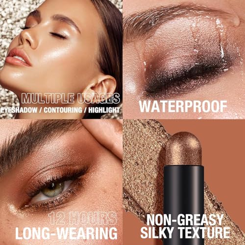 Eyeshadow Stick 8PCS,Cream Eyeshadow Shimmer Stick,Eye Shadow Pencil Crayon, Eye Shadow Stick Set, Waterproof Pearly Sparkle Glitter Cream Stick Pen Eye Liner Makeup for Women - Image 6