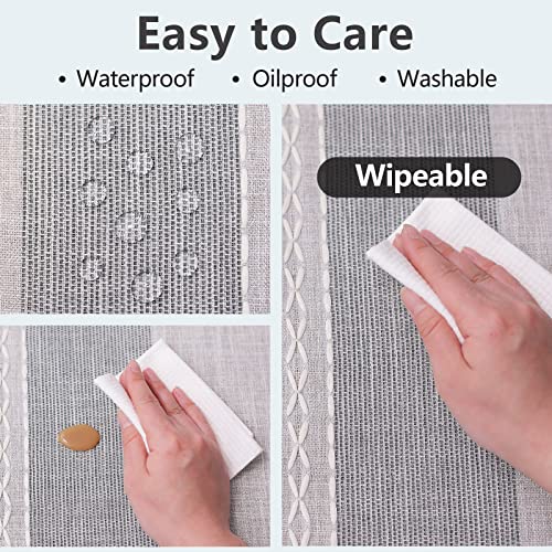 Lammoon Tablecloth For Rectangle Tables,Cotton Linen Tablecloth For Kitchen Dining,Waterproof Washable Easy Clean Table Cover (Grey, 55 X 84 Inch) #TOP3
