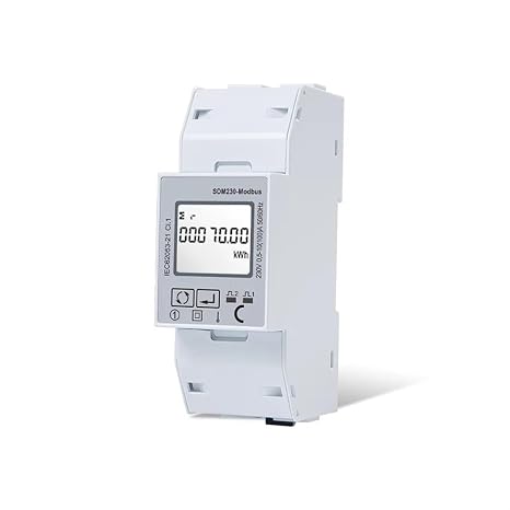 SDM230 220/230V Single Phase Energy Meter, Double DIN Module, Bi-Directional, Multi Function, RS485/Modbus Output Non MID