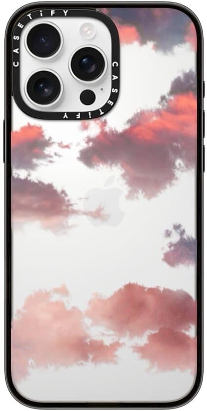 CASETIFY Compact iPhone 16 Pro Max Case [4 ft. 2X Military Grade Drop Protection/Slim/Lightweight] - Clouds (Red) - Clear Black