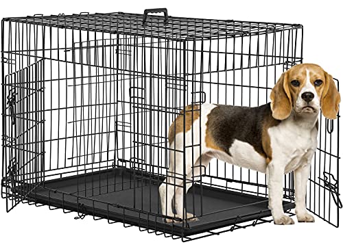 BestPet | Dog Crate | 36" | Black | Foldable Metal Kennel with Double Doors, Secure Slide-Bolt Latches, Leakproof Tray | Portable Dog Cage for Medium Sized Breeds | for Travel, Indoor & Outdoor Use by BestPet - Used condition - CA$66.31