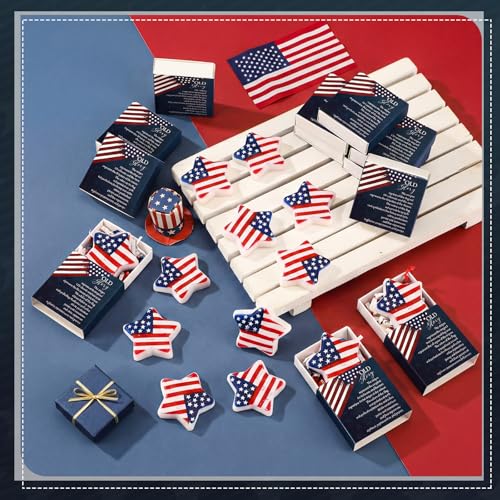 24 Sets Patriotic Theme Gifts American Flag Pattern Star with Boxes by Wettarn - Used condition - Image 4