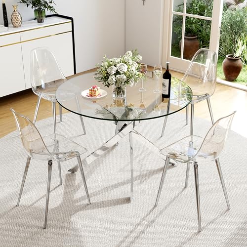 Modern Glass Dining Table Set for Four