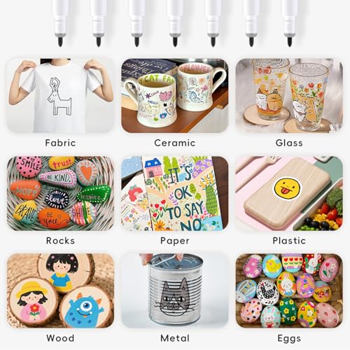 REALIKE Acrylic Paint Markers for Cricut Maker 4/ Maker 3/Maker/Explore 5/4/3/Air 2/Air, 7 Pack Black Acrylic Paint Pens for Rocks, Paper, Wood, Canvas, Glass, Ceramic, Fabric (1.0 Tip) - Image 4