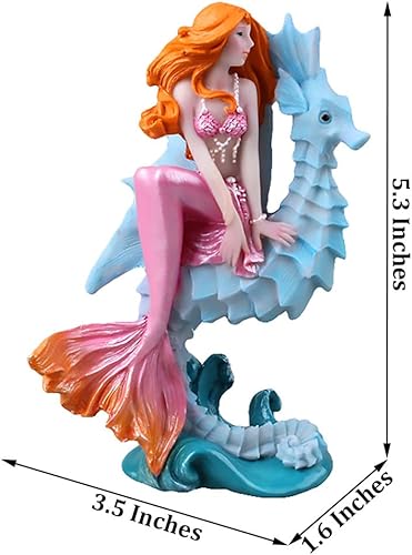 Miniatura 9 de Adorno de acuario  Decoraciones de sirena de caballito de mar, accesorios de suministros de pecera, regalos de sirena para niñas, estatua de
