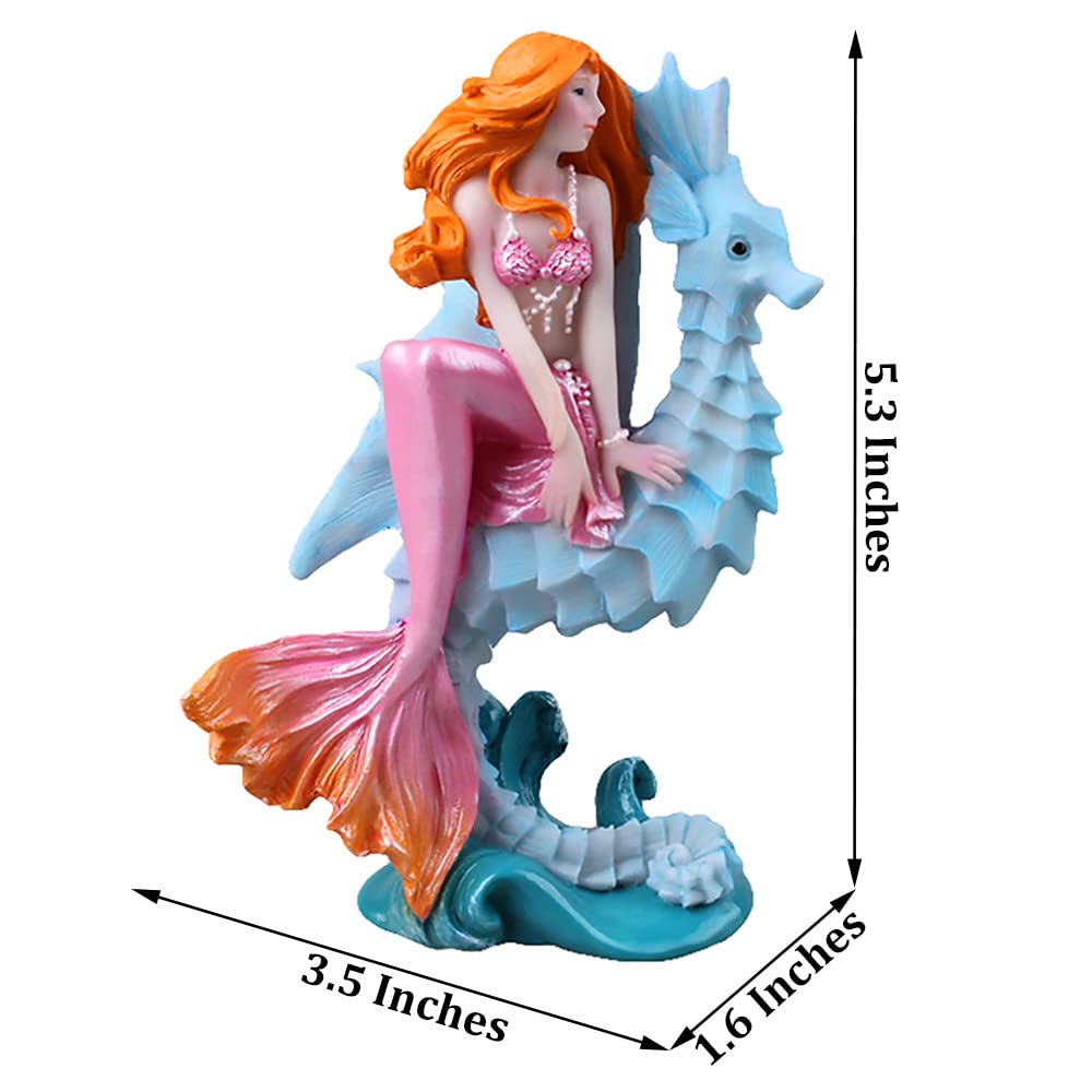 Aquarium Ornament - Seahorse Mermaid Decorations,Fish Tank Supplies Accessories,Mermaid Gifts for Girls, Mediterranean Princess Statue Home Decoration