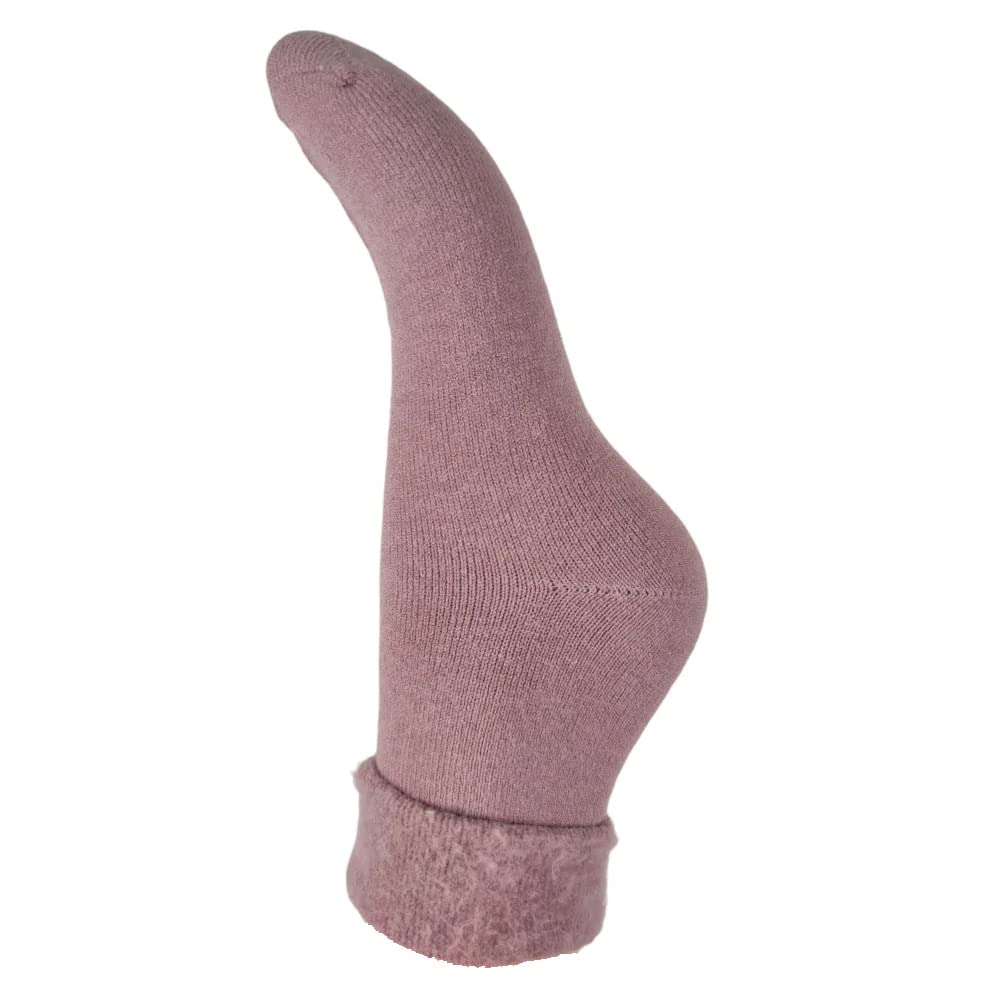 JOYA Luxurious Cuff Wool Blend Soft Socks UK 4-7 EU 36-40 Purple