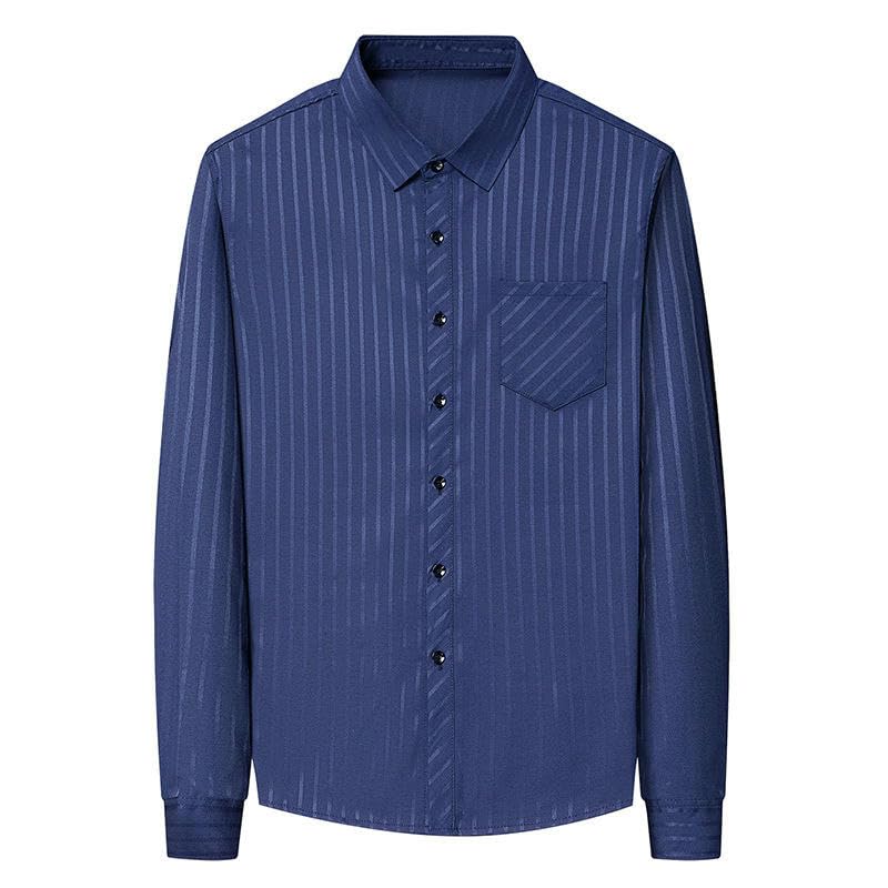 Chemise homme ample rayée anti-transpiration à manches longues - 5