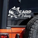Lot de 2 autocollants de voiture en vinyle de 20 x 10 cm avec motif pêche à la carpe pour pare chocs et fenêtres, adaptés à la décoration intérieure et extérieure | #DZ98 (blanc)