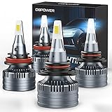 DBPOWER 9005/HB3 H11/H9/H8 LED Headlight Bulbs Combo,100W 20000 Lumens,500% Brighter LED Headlights Conversion Kits 6500K Cool White,Pack of 4