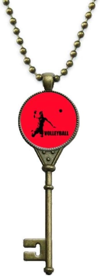 CLAPON American Sports Volleyball Key Necklace Pendant Tray Embellished Chain