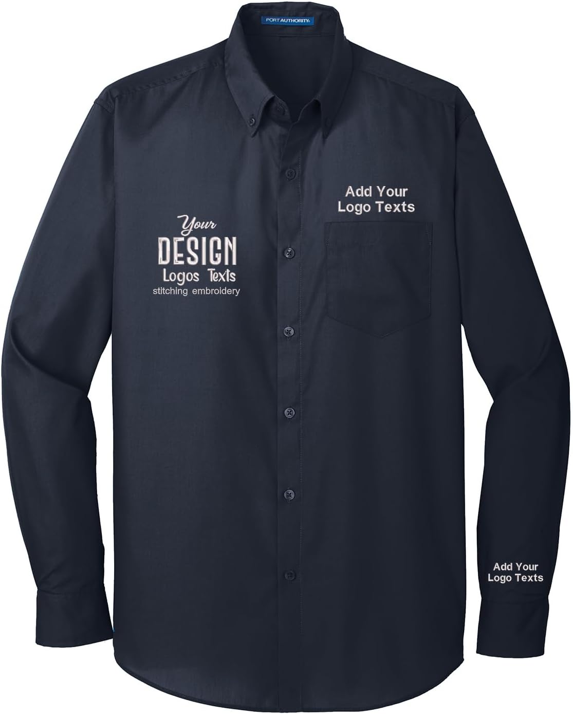INK STITCH Men W100 Custom Personalized Embroidery Add Logo Texts Easy Care Long Sleeve Dress Buttondown Shirts image 2