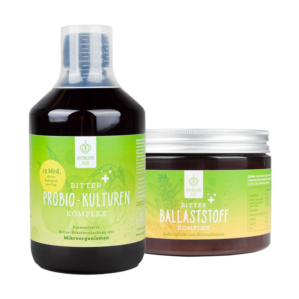 BitterLiebe Bitter Darmkur Paket - Probio Kulturen plus Ballaststoff Komplex für eine normale Verdauung* und Darmgesundheit*