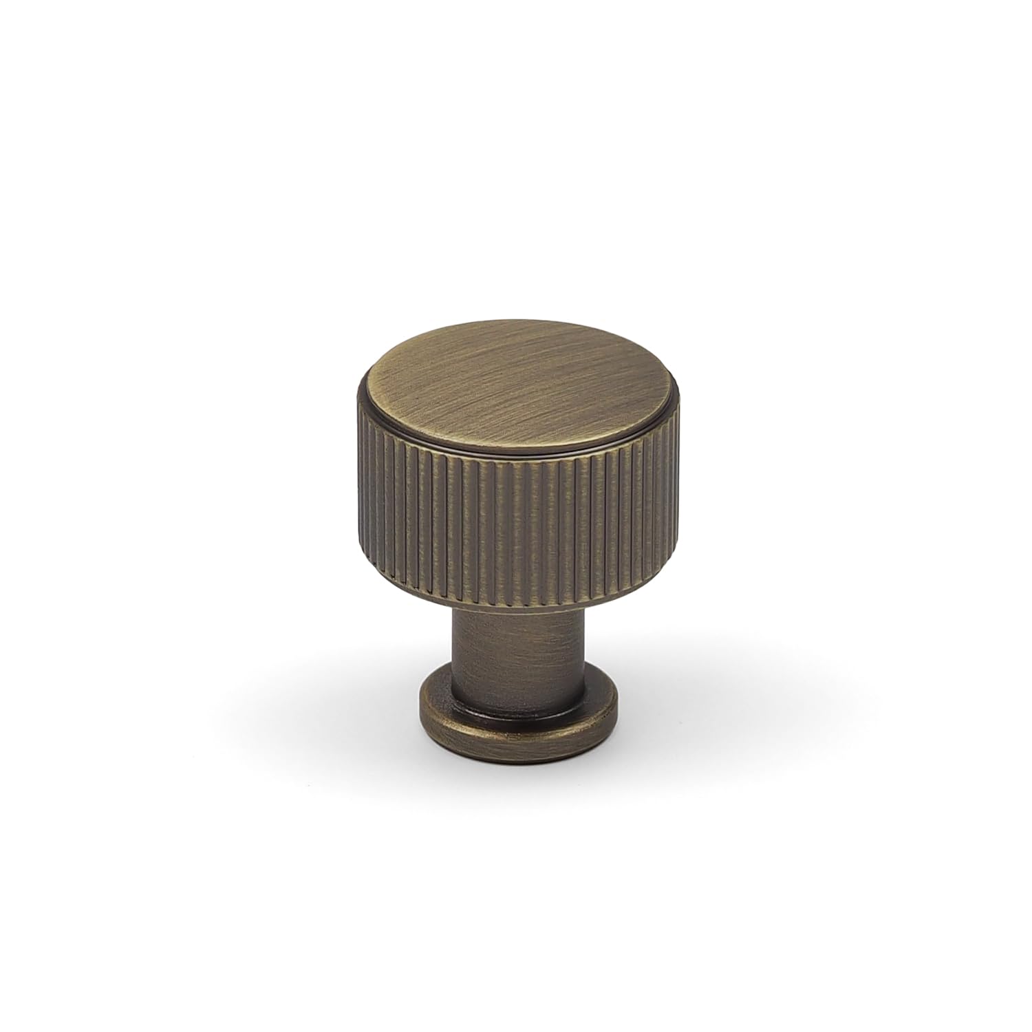Handle & Home Antique Brass 29Mm Reeded Cabinet Knob Round Textured Cupboard Door Drawer Furniture Pull