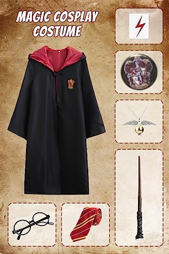 7PCS Magic Robe Gryffindors Costume Set Wizard School Halloween Cosplay Costume(Kids) 2 51++F HXs2L. AC