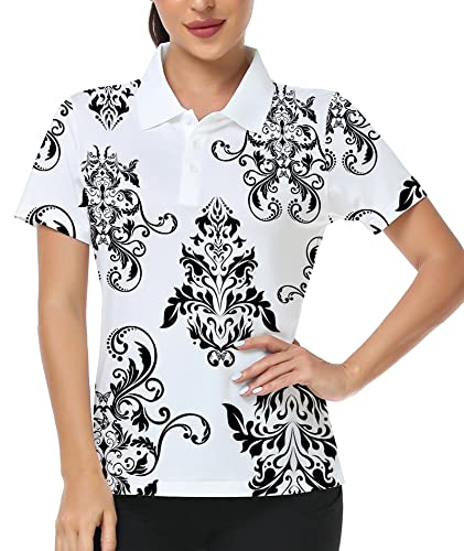 Igeekwell Women's Golf Polo T Shirts Short Sleeve Collared Polo Shirts Breathable Athletic Print Tennis Casual T-Shirts #TOP19