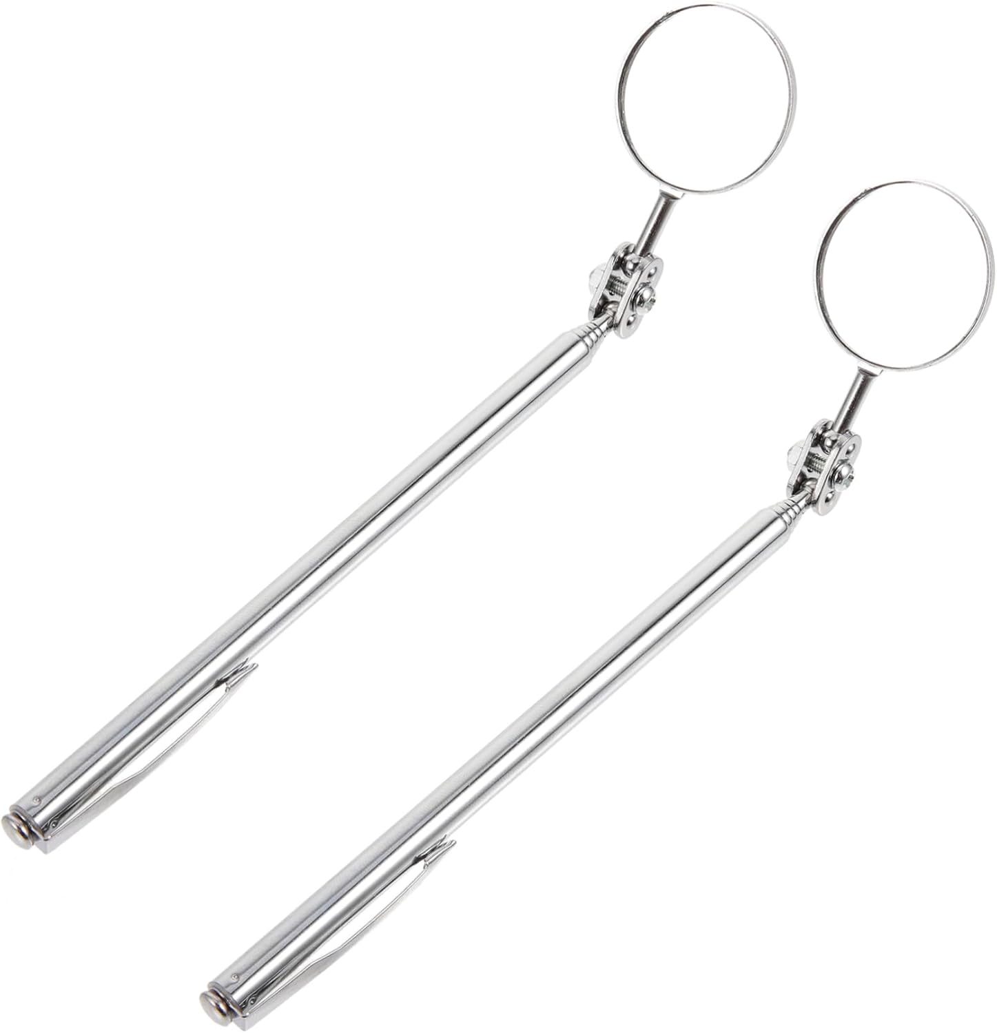 Holibanna 360° Swivel Car Inspection Mirrors 2pcs Telescoping Auto Tool Mirrors Steel Construction