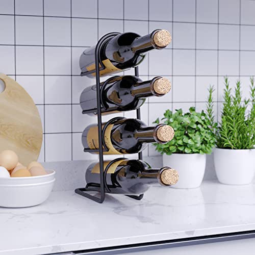 Teknotel Pisa Wine Rack - 4 Bottle Freestanding Countertop Modern Black Metal Wine Rack #TOP2