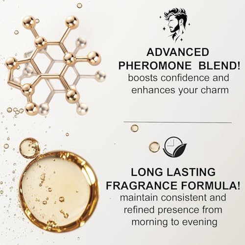 Image of Pheromone Cologne for Men Power. Pheromones Infused Perfume for Men. Long Lasting Formula. Premium Scent Spray Travel Size 0.66 Fl Oz (20ml)