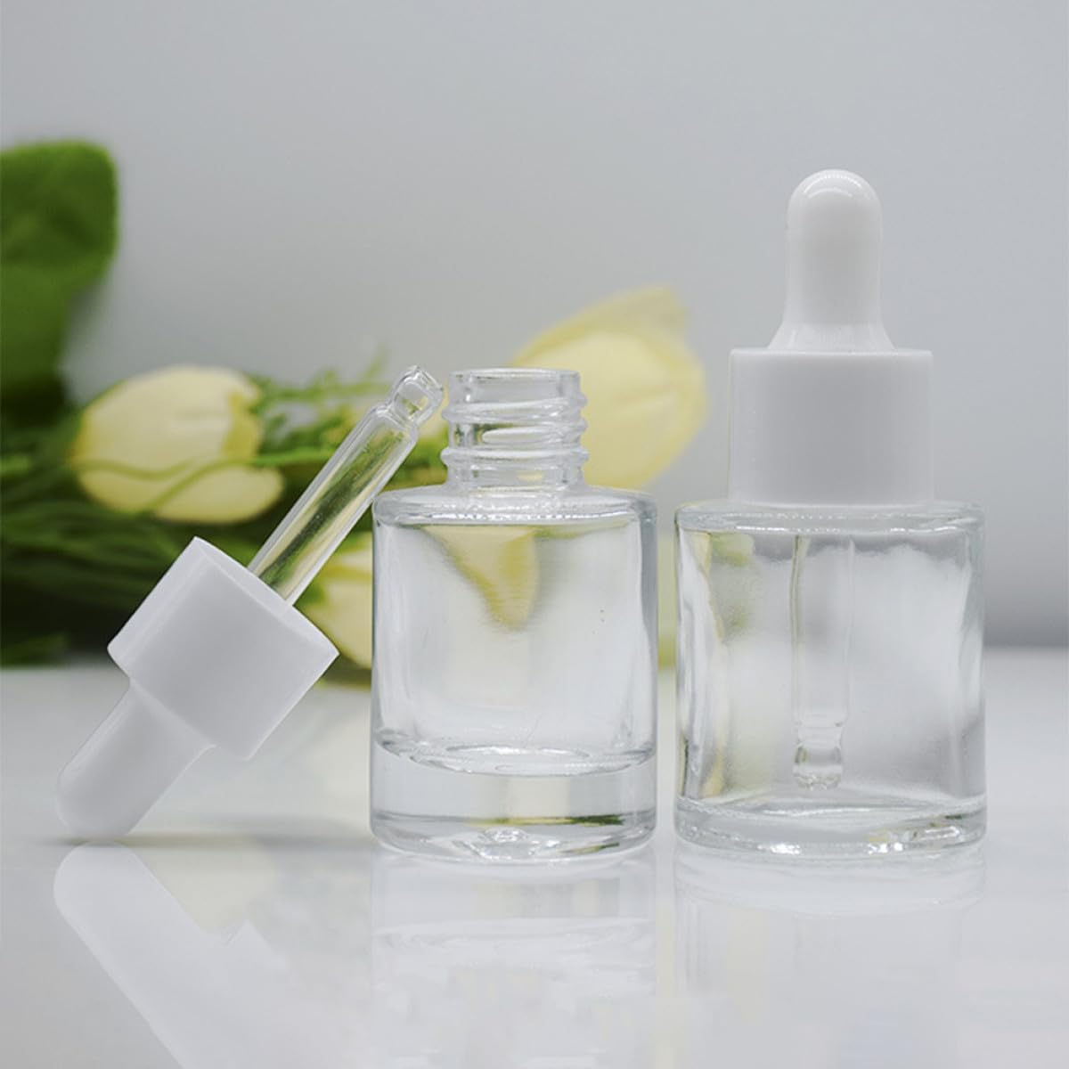 CLISPEED 10pcs 20ml Glass Refillable Dropper Bottles for Essential Oils Portable Mini Travel Bottles Cosmetic Liquid Containers for Aromatherapy and Skincare