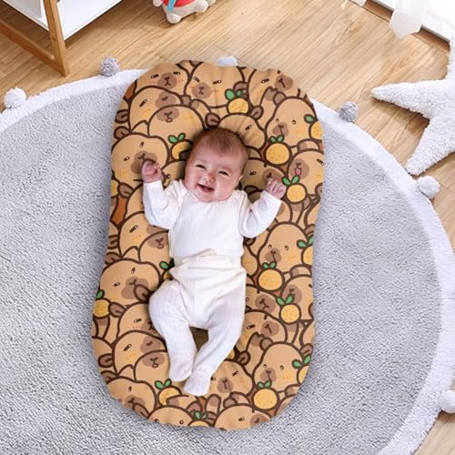 Image of ZOUTAIRONG Soft Bassinet Sheets Capybaras Pattern Comfy Polyester Cradle Sheets for Baby Boys Girls Universal Fit for Most Cradle and Bassinet Mattress
