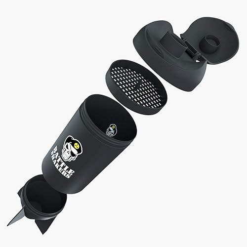 Miniatura 3 de Battle Shakers Missile - Botella agitadora con temática militar, taza de proteína a prueba de fugas con compartimento de almacenamiento, mezcla de