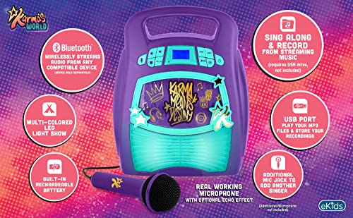 Ekids Karmas World Karaoke Machine For Kids, Bluetooth Speaker With Microphone And Karaoke Recorder To Save And Share Performances Via Usb Port #TOP5