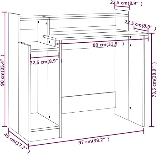 Miniatura 3 de vidaXL Escritorio con luces LED para el hogar, oficina, dormitorio, de pie, estudio, computadora, escritura, muebles de escritorio LED, madera de