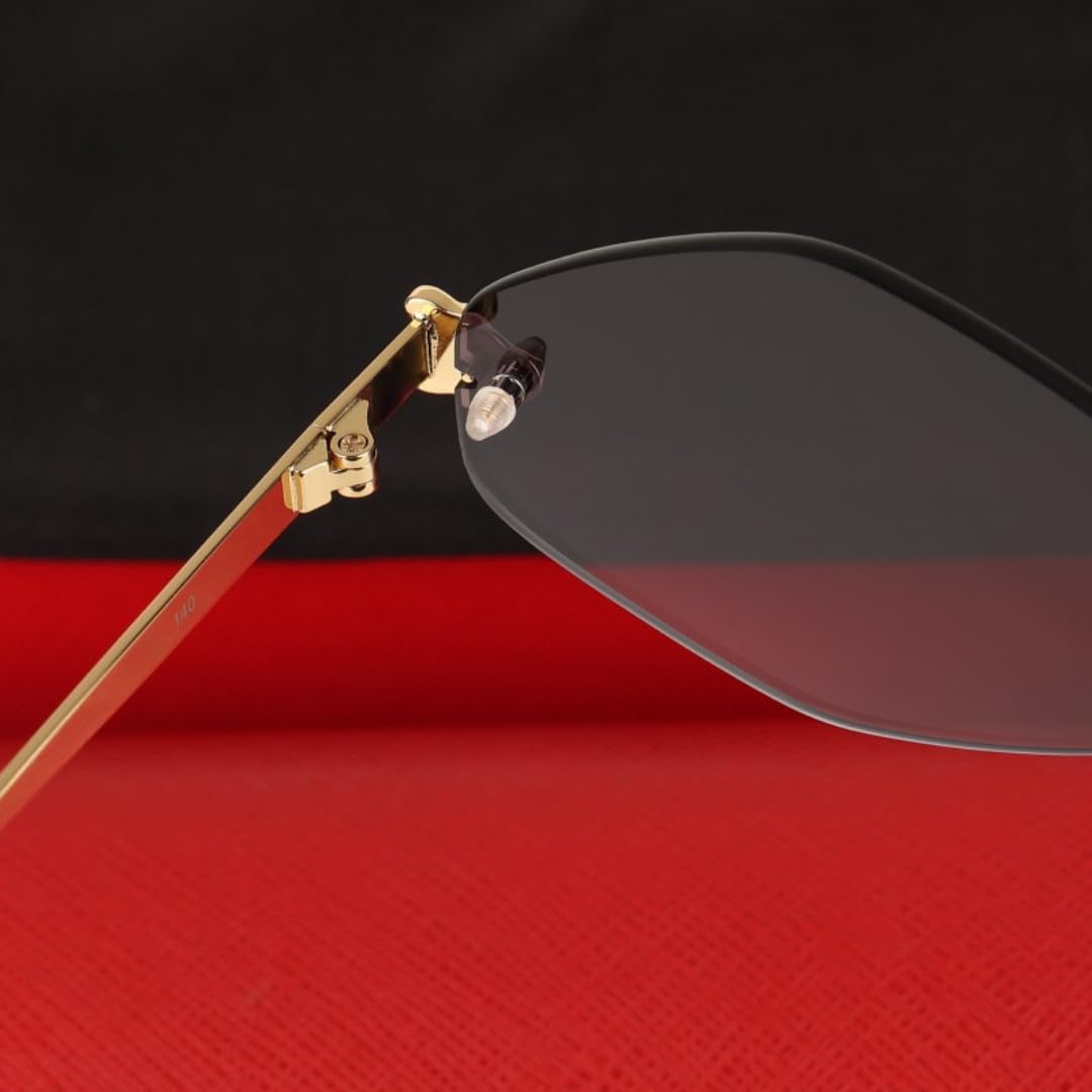Damen-Sonnenbrille, randlos, klein, Vintage-Metallrahmen