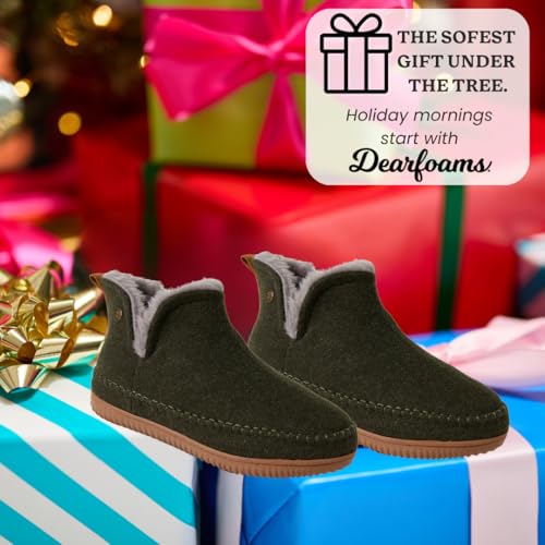 Image of Dearfoams Men's Memory Foam Indoor House Slippers Brixen Ankle Boot House Shoes - Gifts for Men