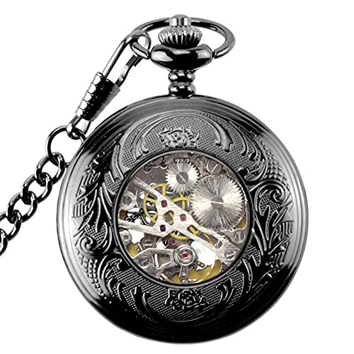 Relógio de Bolso Mecânico com Balança Steampunk com Esqueleto,