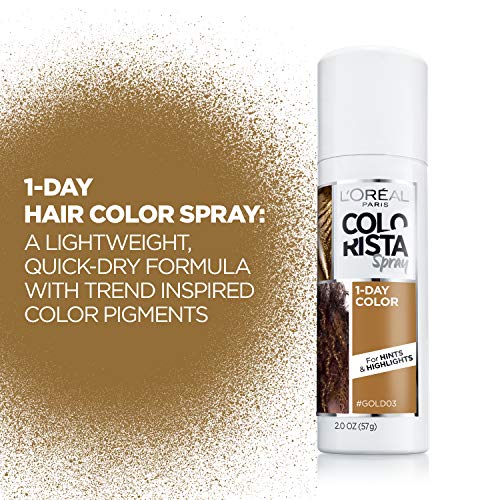L'oreal Paris Colorista 1-Day Washable Temporary Hair Color Spray, Gold, 2 Ounces #TOP1