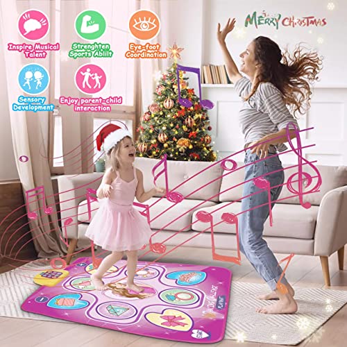 Dance Mat For Kids, Upgraded Bluetooth Dance Mat For Kids Ages 4-8 Toys For Girls Musical Dance Pad Kids Game Step Play Mat Adjustable Volume, Built-In Music, 7Modes Kids Christmas Birthday Gifts #TOP1