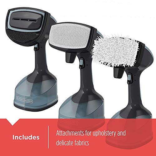 Black & Decker HGS200C Advanced Handheld Fabric Steamer, with 3 Steaming Attachments, & 2 Steaming Functions, Auto Shutoff Clothing Steamer, Blue/Grey by BLACK+DECKER - Image 4
