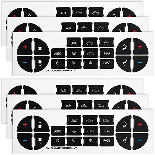 PAGOW 6 Sheets AC Dash Button Repair Kit Sticker for Chevy, Best for Fixing Ruined Faded A C Control & Radio Dash Buttons - Decal Replacement Stickers for SUV Truck Accessories